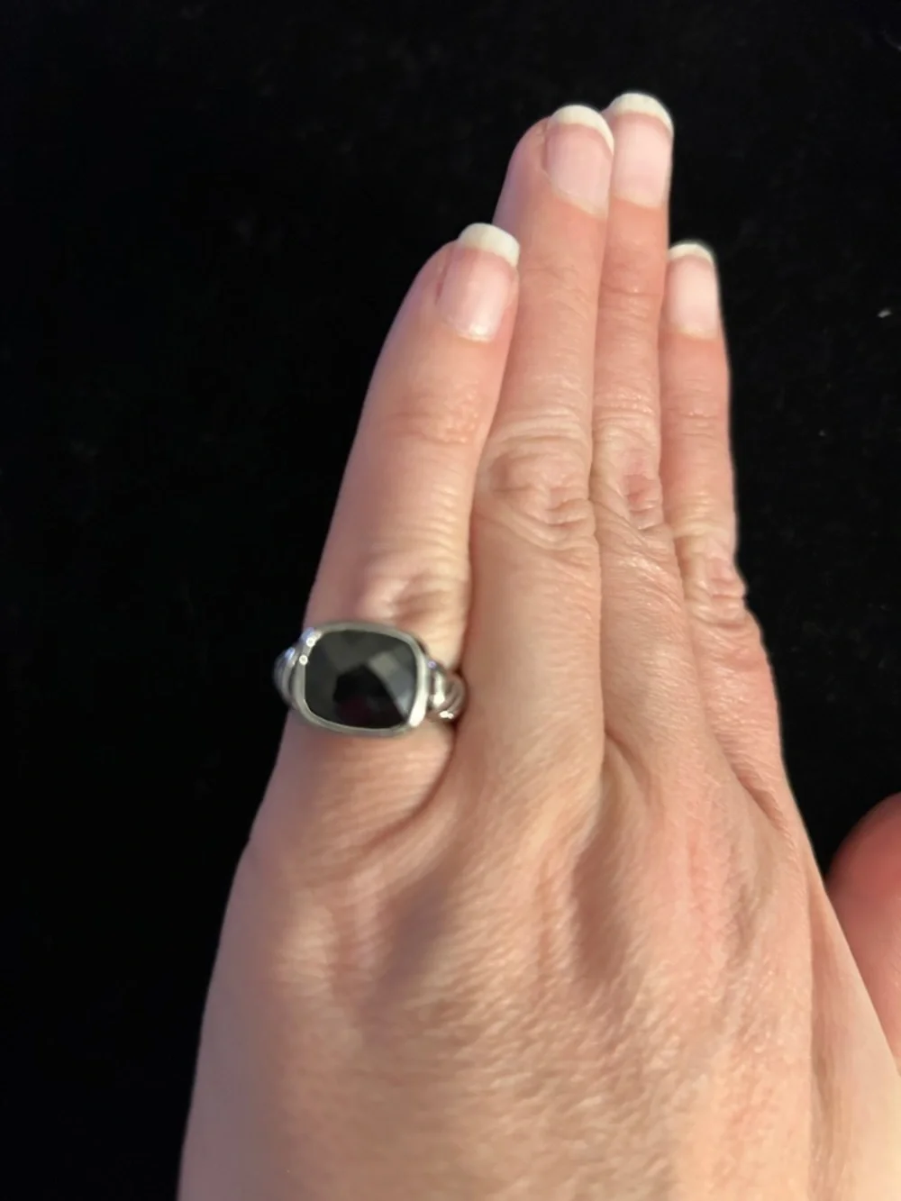Vintage Premier Designs PD Black Faceted Glass Ring Size 7